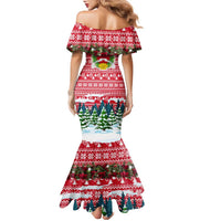 Guinea Bissau Christmas Family Matching Mermaid Dress and Hawaiian Shirt with Santa Sleigh Reindeer Forest and National Flag Design - Wonder Print Shop