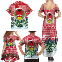 Guinea Bissau Christmas Family Matching Summer Maxi Dress and Hawaiian Shirt with Santa Sleigh Reindeer Forest and National Flag Design - Wonder Print Shop