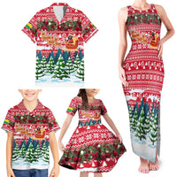 Guinea Bissau Christmas Family Matching Tank Maxi Dress and Hawaiian Shirt with Santa Sleigh Reindeer Forest and National Flag Design - Wonder Print Shop