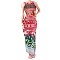 Guinea Bissau Christmas Family Matching Tank Maxi Dress and Hawaiian Shirt with Santa Sleigh Reindeer Forest and National Flag Design - Wonder Print Shop