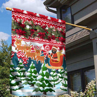 Guinea Bissau Christmas Garden Flag with Santa Sleigh Reindeer Forest and National Flag Design - Wonder Print Shop