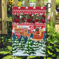 Guinea Bissau Christmas Garden Flag with Santa Sleigh Reindeer Forest and National Flag Design - Wonder Print Shop