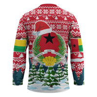 Guinea Bissau Christmas Hockey Jersey with Santa Sleigh Reindeer Forest and National Flag Design - Wonder Print Shop
