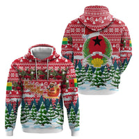 Guinea Bissau Christmas Hoodie with Santa Sleigh Reindeer Forest and National Flag Design - Wonder Print Shop