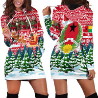 Guinea Bissau Christmas Hoodie Dress with Santa Sleigh Reindeer Forest and National Flag Design - Wonder Print Shop