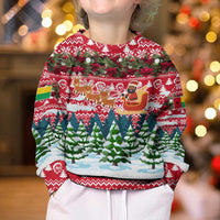 Guinea Bissau Christmas Kid Ugly Christmas Sweater with Santa Sleigh Reindeer Forest and National Flag Design - Wonder Print Shop