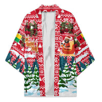 Guinea Bissau Christmas Kimono with Santa Sleigh Reindeer Forest and National Flag Design - Wonder Print Shop