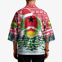 Guinea Bissau Christmas Kimono with Santa Sleigh Reindeer Forest and National Flag Design - Wonder Print Shop