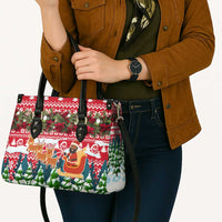 Guinea Bissau Christmas Leather Bag with Santa Sleigh Reindeer Forest and National Flag Design - Wonder Print Shop