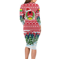 Guinea Bissau Christmas Long Sleeve Bodycon Dress with Santa Sleigh Reindeer Forest and National Flag Design - Wonder Print Shop