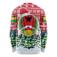 Guinea Bissau Christmas Long Sleeve Shirt with Santa Sleigh Reindeer Forest and National Flag Design - Wonder Print Shop