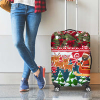 Guinea Bissau Christmas Luggage Cover with Santa Sleigh Reindeer Forest and National Flag Design - Wonder Print Shop