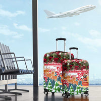 Guinea Bissau Christmas Luggage Cover with Santa Sleigh Reindeer Forest and National Flag Design - Wonder Print Shop