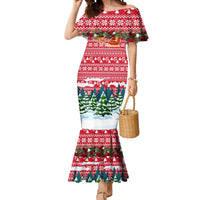 Guinea Bissau Christmas Mermaid Dress with Santa Sleigh Reindeer Forest and National Flag Design - Wonder Print Shop