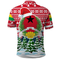 Guinea Bissau Christmas Polo Shirt with Santa Sleigh Reindeer Forest and National Flag Design - Wonder Print Shop
