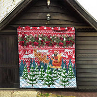 Guinea Bissau Christmas Quilt with Santa Sleigh Reindeer Forest and National Flag Design - Wonder Print Shop