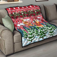 Guinea Bissau Christmas Quilt with Santa Sleigh Reindeer Forest and National Flag Design - Wonder Print Shop
