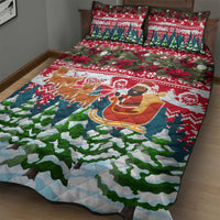Guinea Bissau Christmas Quilt Bed Set with Santa Sleigh Reindeer Forest and National Flag Design - Wonder Print Shop