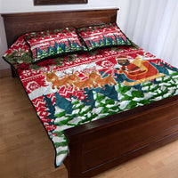 Guinea Bissau Christmas Quilt Bed Set with Santa Sleigh Reindeer Forest and National Flag Design - Wonder Print Shop