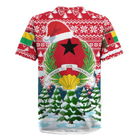 Guinea Bissau Christmas Rugby Jersey with Santa Sleigh Reindeer Forest and National Flag Design - Wonder Print Shop