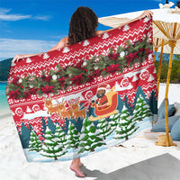 Guinea Bissau Christmas Sarong with Santa Sleigh Reindeer Forest and National Flag Design - Wonder Print Shop