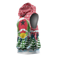 Guinea Bissau Christmas Sleeveless Hoodie with Santa Sleigh Reindeer Forest and National Flag Design - Wonder Print Shop