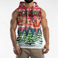 Guinea Bissau Christmas Sleeveless Hoodie with Santa Sleigh Reindeer Forest and National Flag Design - Wonder Print Shop