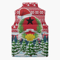 Guinea Bissau Christmas Sleeveless Puffer Jacket with Santa Sleigh Reindeer Forest and National Flag Design - Wonder Print Shop