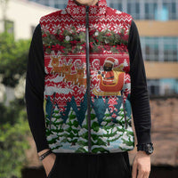 Guinea Bissau Christmas Sleeveless Puffer Jacket with Santa Sleigh Reindeer Forest and National Flag Design - Wonder Print Shop