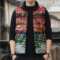 Guinea Bissau Christmas Sleeveless Puffer Jacket with Santa Sleigh Reindeer Forest and National Flag Design - Wonder Print Shop