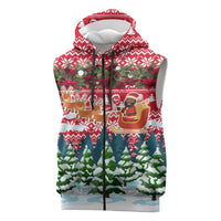 Guinea Bissau Christmas Sleeveless Zip Hoodie with Santa Sleigh Reindeer Forest and National Flag Design - Wonder Print Shop