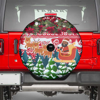 Guinea Bissau Christmas Spare Tire Cover with Santa Sleigh Reindeer Forest and National Flag Design - Wonder Print Shop