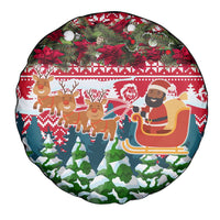 Guinea Bissau Christmas Spare Tire Cover with Santa Sleigh Reindeer Forest and National Flag Design - Wonder Print Shop