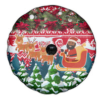 Guinea Bissau Christmas Spare Tire Cover with Santa Sleigh Reindeer Forest and National Flag Design - Wonder Print Shop