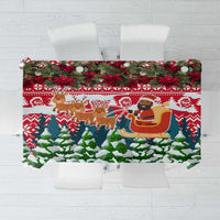 Guinea Bissau Christmas Tablecloth with Santa Sleigh Reindeer Forest and National Flag Design - Wonder Print Shop