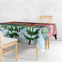 Guinea Bissau Christmas Tablecloth with Santa Sleigh Reindeer Forest and National Flag Design - Wonder Print Shop