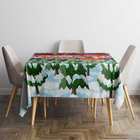 Guinea Bissau Christmas Tablecloth with Santa Sleigh Reindeer Forest and National Flag Design - Wonder Print Shop