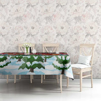 Guinea Bissau Christmas Tablecloth with Santa Sleigh Reindeer Forest and National Flag Design - Wonder Print Shop