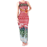 Guinea Bissau Christmas Tank Maxi Dress with Santa Sleigh Reindeer Forest and National Flag Design - Wonder Print Shop