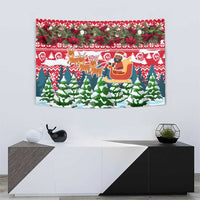 Guinea Bissau Christmas Tapestry with Santa Sleigh Reindeer Forest and National Flag Design - Wonder Print Shop