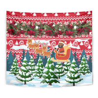 Guinea Bissau Christmas Tapestry with Santa Sleigh Reindeer Forest and National Flag Design - Wonder Print Shop