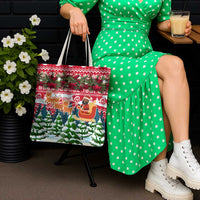 Guinea Bissau Christmas Tote Bag with Santa Sleigh Reindeer Forest and National Flag Design - Wonder Print Shop