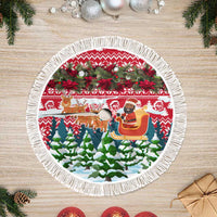 Guinea Bissau Christmas Tree Skirt with Santa Sleigh Reindeer Forest and National Flag Design - Wonder Print Shop
