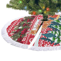 Guinea Bissau Christmas Tree Skirt with Santa Sleigh Reindeer Forest and National Flag Design - Wonder Print Shop