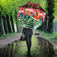 Guinea Bissau Christmas Umbrella with Santa Sleigh Reindeer Forest and National Flag Design - Wonder Print Shop