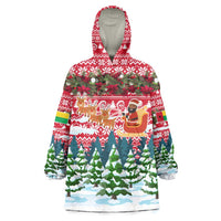 Guinea Bissau Christmas Wearable Blanket Hoodie with Santa Sleigh Reindeer Forest and National Flag Design - Wonder Print Shop