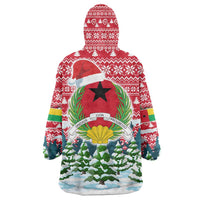Guinea Bissau Christmas Wearable Blanket Hoodie with Santa Sleigh Reindeer Forest and National Flag Design - Wonder Print Shop