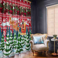 Guinea Bissau Christmas Window Curtain with Santa Sleigh Reindeer Forest and National Flag Design - Wonder Print Shop