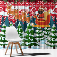 Guinea Bissau Christmas Window Curtain with Santa Sleigh Reindeer Forest and National Flag Design - Wonder Print Shop