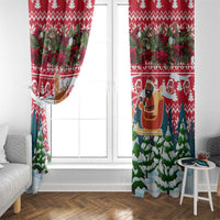 Guinea Bissau Christmas Window Curtain with Santa Sleigh Reindeer Forest and National Flag Design - Wonder Print Shop